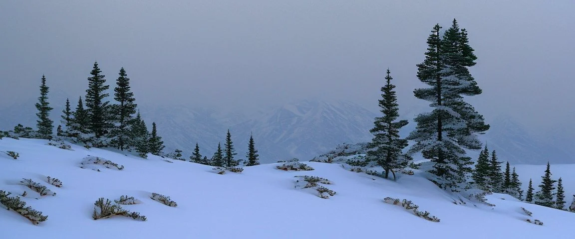 mountain range pine wood in the snow by Andrea del sarto