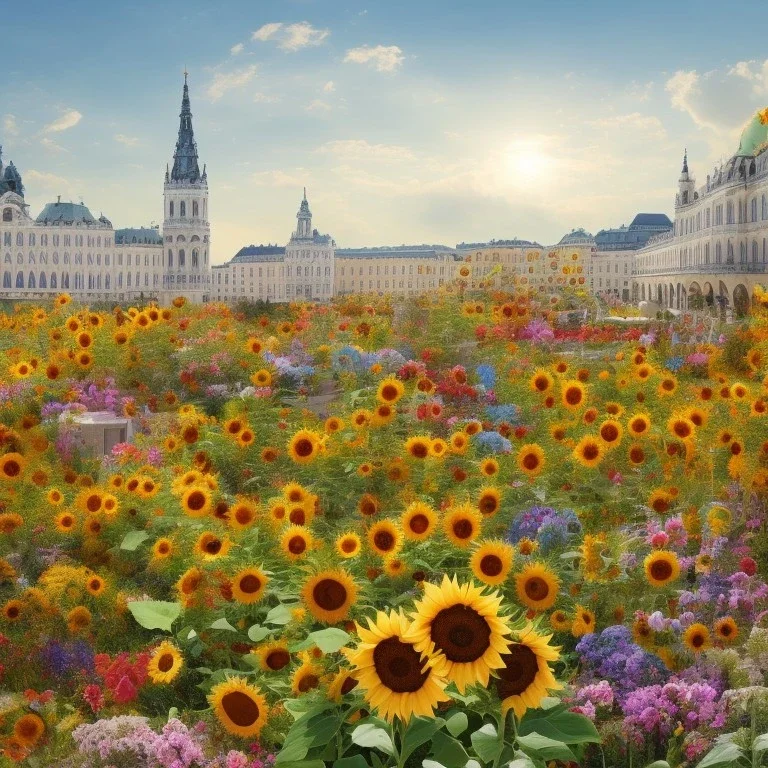 Center of Vienna, flower store with sunflowers