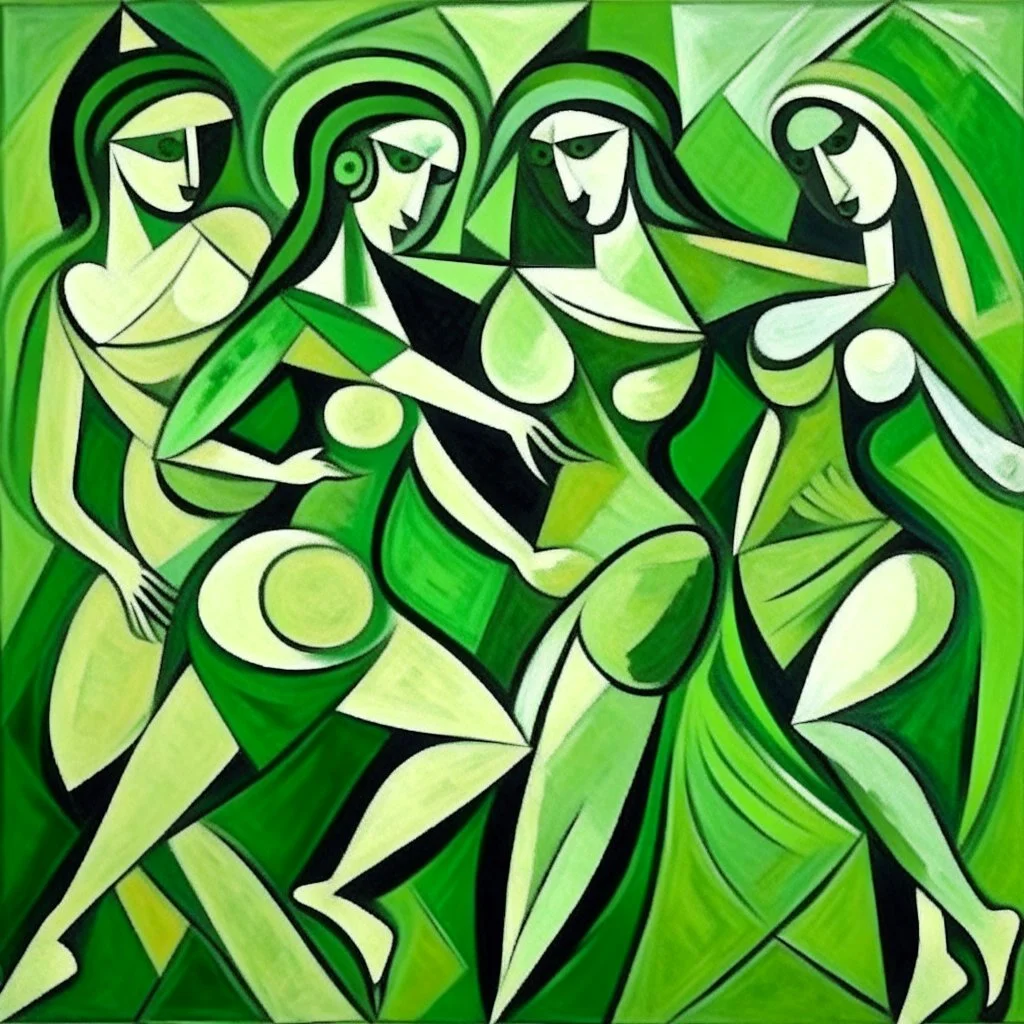 picasso 5 dansende vrouwen kubisme green