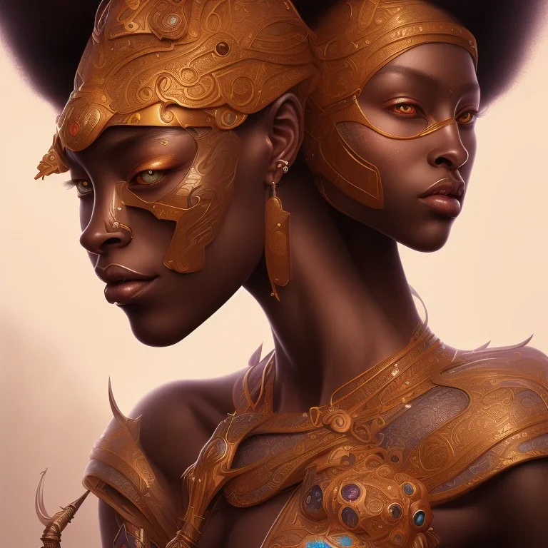 sango fantasy, fantasy magic, intricate, sharp focus, illustration, highly detailed, digital painting, concept art, matte, masterpiece head sexy African beauty black afro butt nose hair space lady