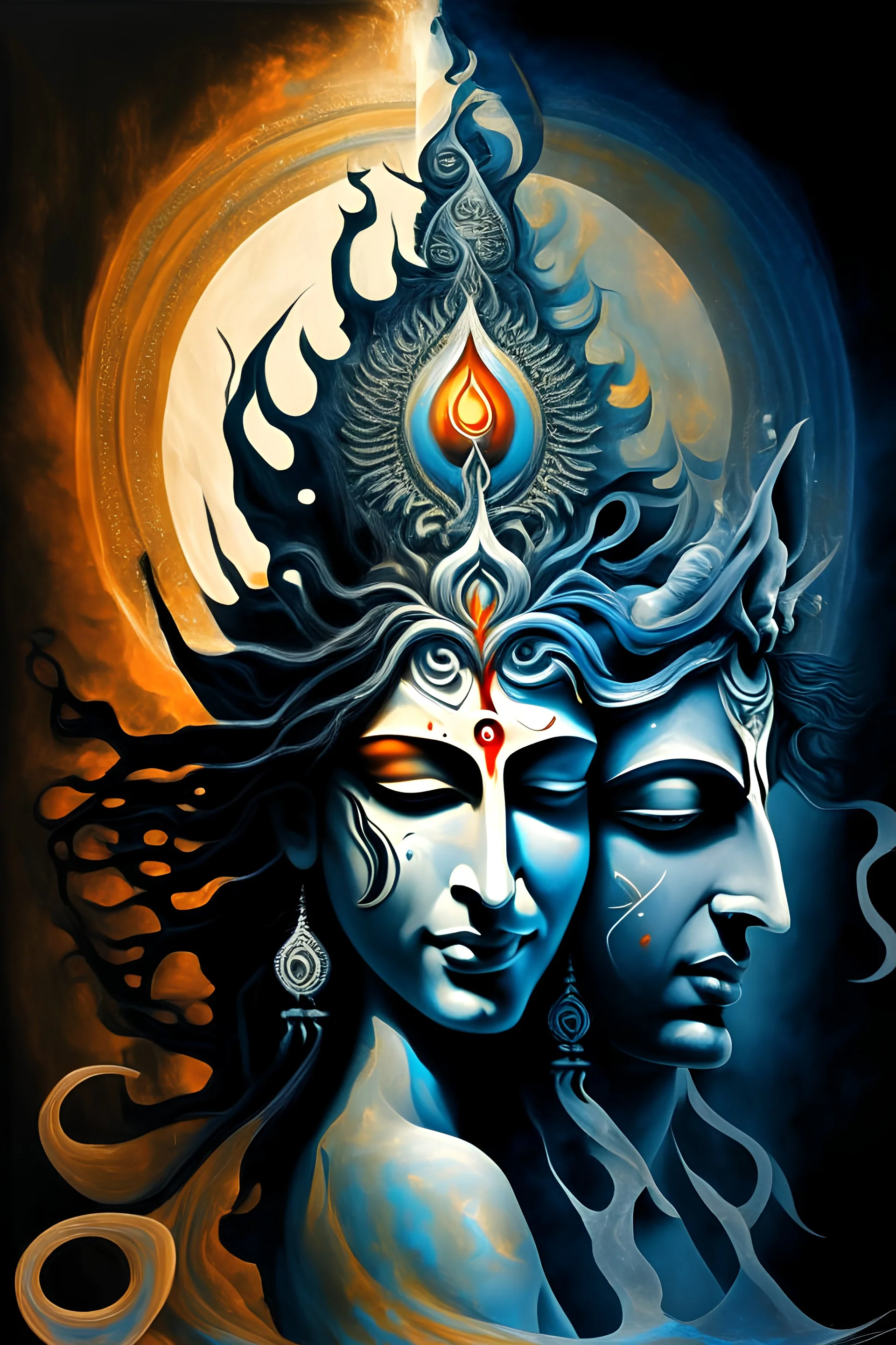 abstract art form of shiva and parvati depicting masculine and feminine energyform