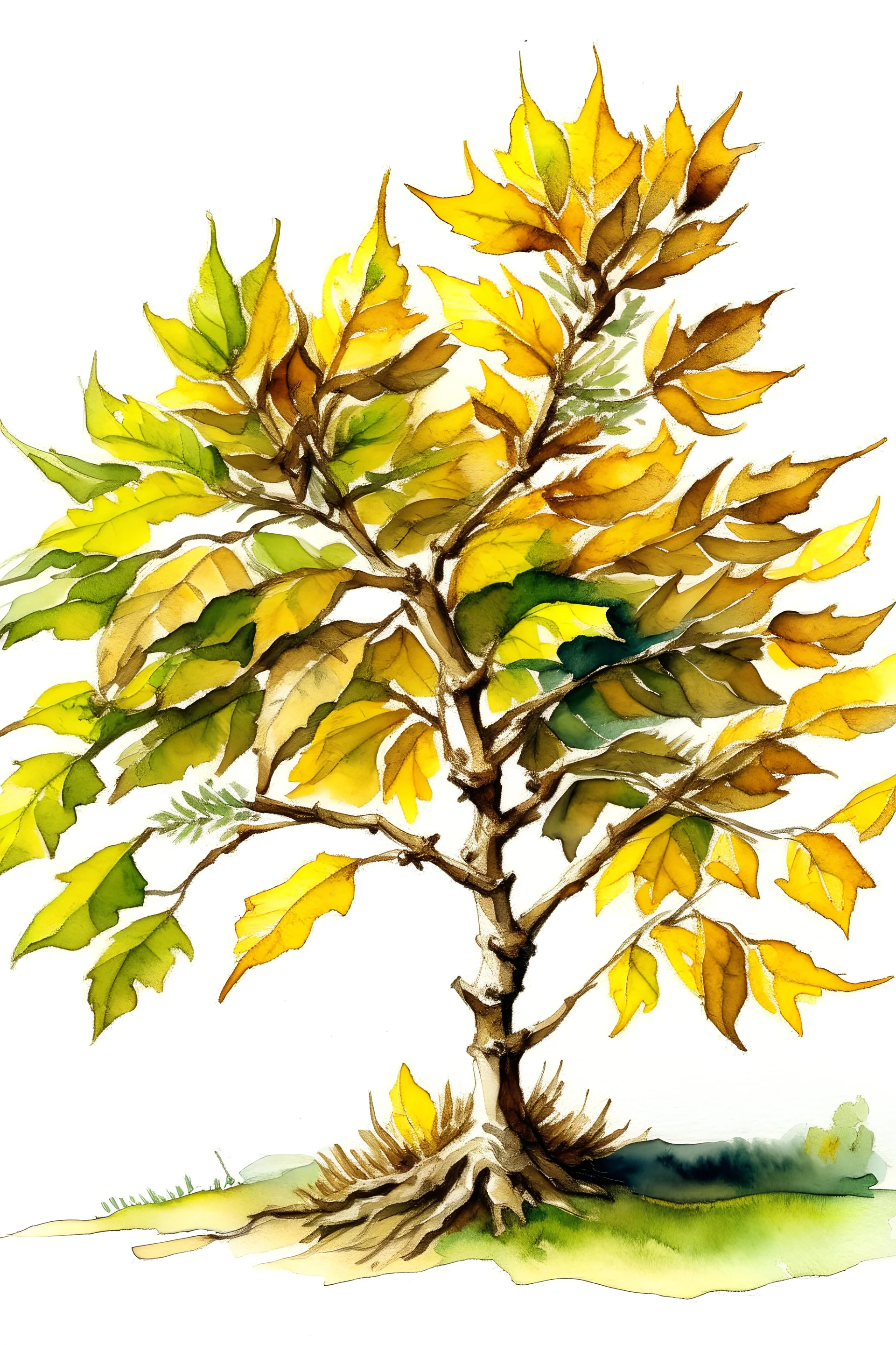 Hornbeam . watercolor drawing.