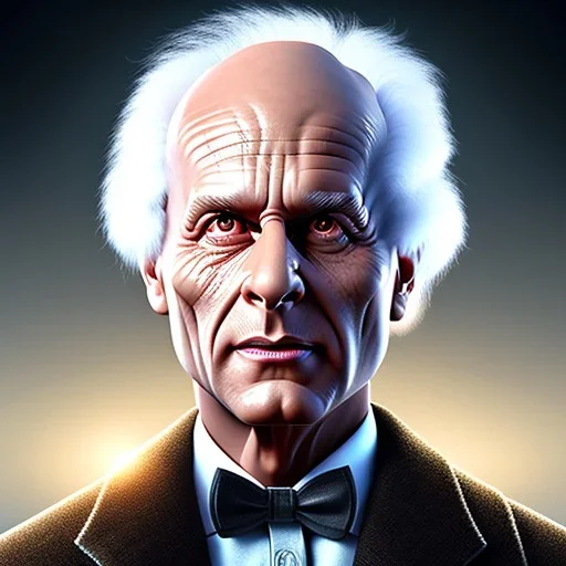 Portrait of Doctor Emmet Brown, Back to the Future, ultra realistic, high detail level, 8k, 3d, unreal engine