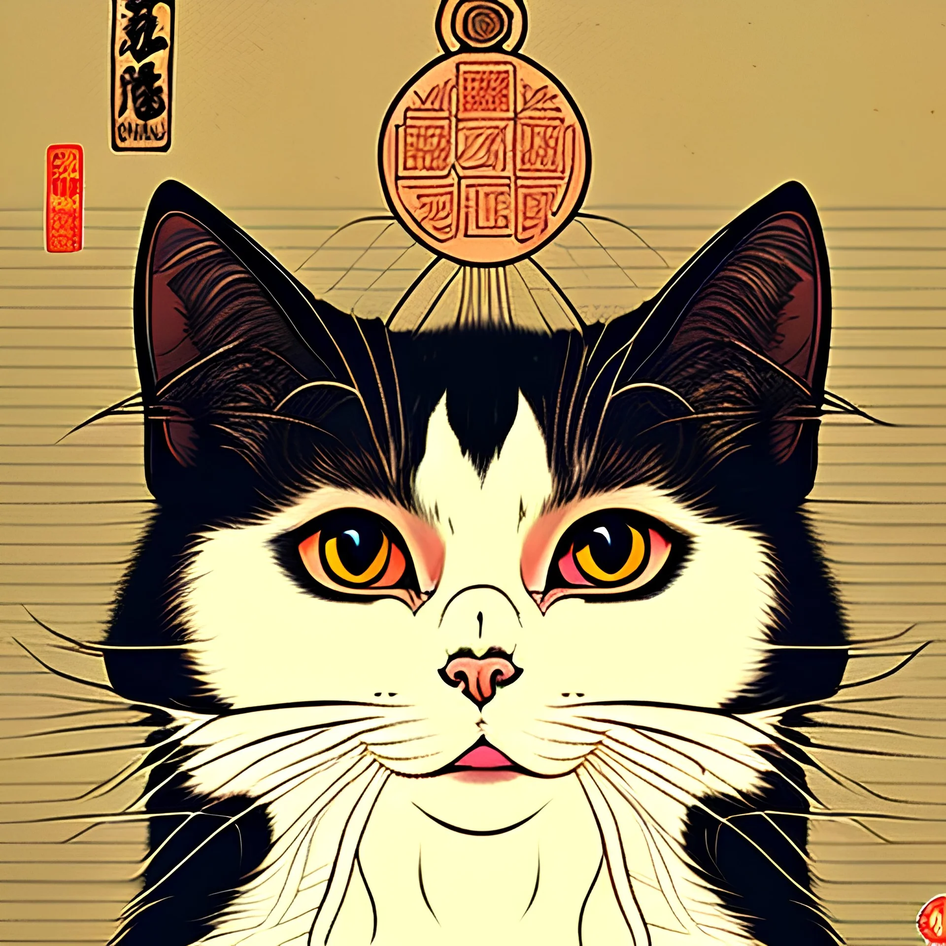 Ukiyo-e Style ,cute cat