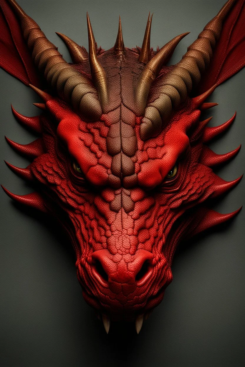 Ultra realistic photograph of red dragon's head