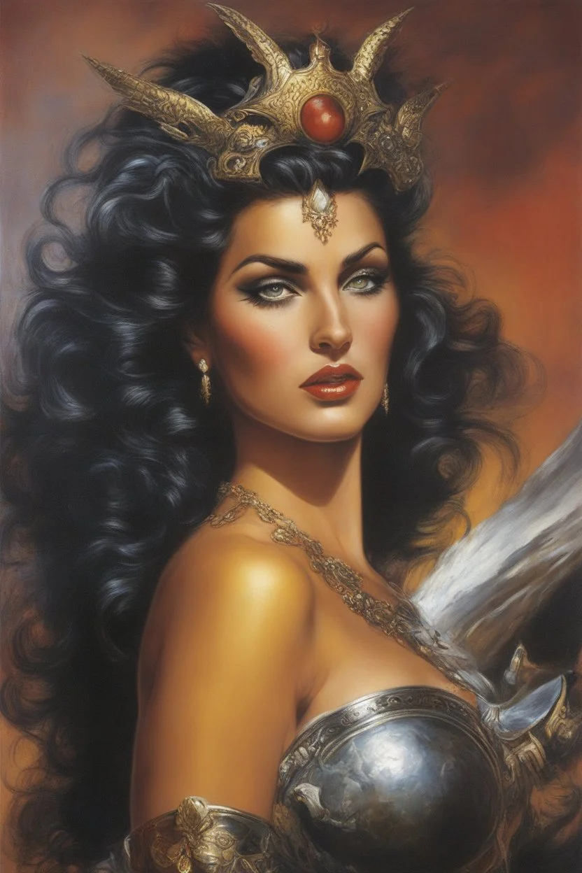 an extremely bodacious and graphic depiction of Cassandra el nakidy de womano, oil painting by Boris Vallejo