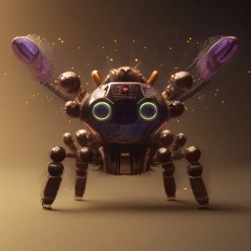 portrait painting of a steampunk robot spider, ultra realistic, intricate details, ultra highly detailed, shiny, smooth, studio quality, octane render, Surrealism, Triadic colour scheme,glow-stick, ambient lighting,nightclub lighting, polaroid, 100mm, --ar 1:1 --v4