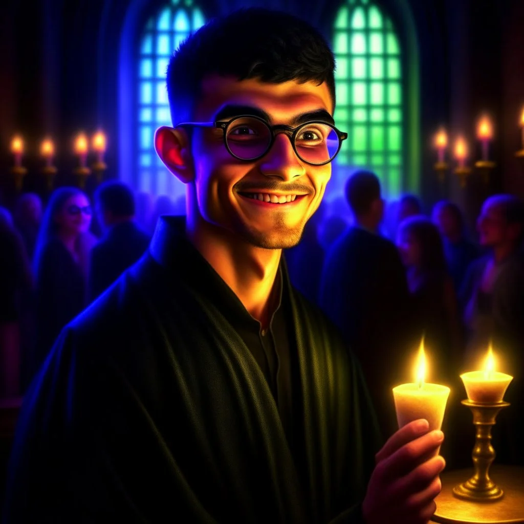 portrait of blessed young priest beauty, wild goblin birthday party on stonebridge background , motion blur, 8k, downlight, soft light, depth of field, photorealism, trending on art station, lotsa detail