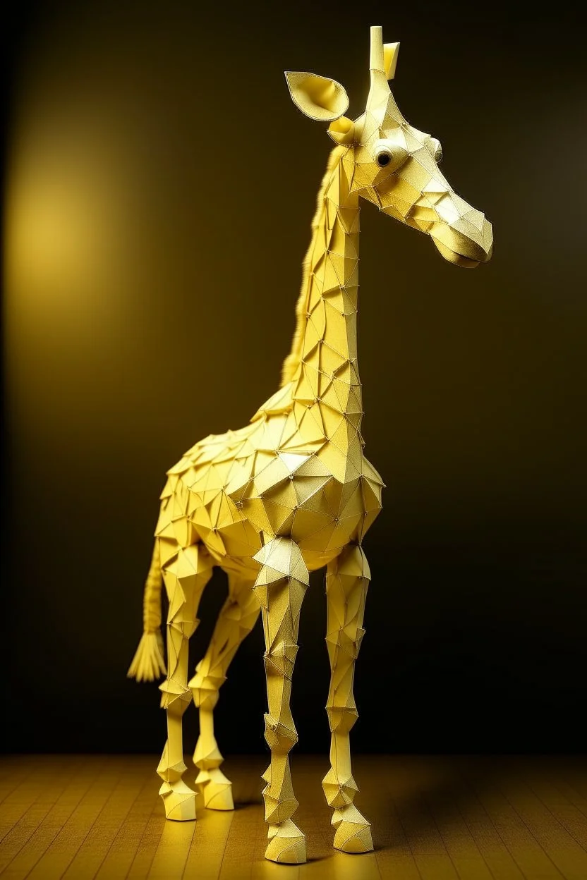 A pale yellow light elemental giraffe designed in Chinese paper art painted by Michelangelo di Lodovico Buonarroti Simoni