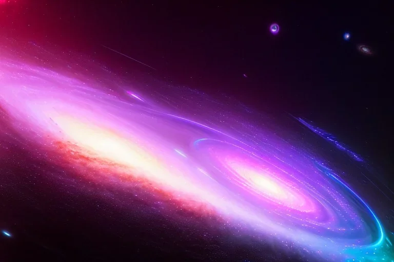 Picture Of The Galaxy With Giant Neon Star, Hyper Realistic, Hyper Detailed, Neon, Cyberpunk, Neon lighting,