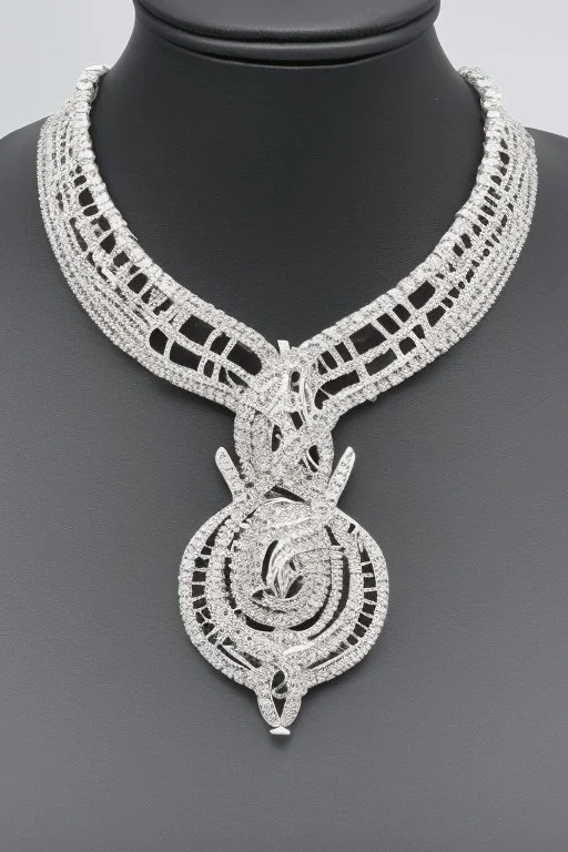 White gold crystal-shaped necklace with decorations Very small