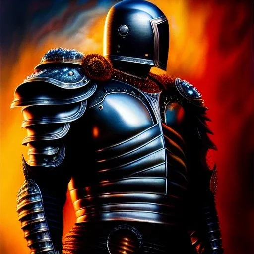 Ultra detailed fullbody Portrait in oil on canvas of Guts with armor,intense stare,extremely detailed digital painting, extremely detailed face,crystal clear Big eyes, mystical colors ,perfectly centered image, perfect composition, rim light, beautiful lighting,masterpiece,8k, stunning scene, raytracing, anatomically correct, in the style of robert e howard and Ken Kelley and Ohrai Noriyoshi and Simon Bisley and tomzj1