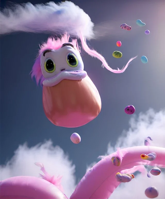 Ultra realistic speed clouds sky scene, wide angle view, sweet men falling down, Childs, feather inflatable color clothing, free jumping flying, many trinkets, hair monster, many jelly beans, balls, color smoke, smile, happy, circus style, extreme, wind, clouds sea, 20,000 feet altitude, stratosphere, soft color, highly detailed, unreal engine 5, ray tracing, RTX, lumen lighting, ultra detail, volumetric lighting, 3d, finely drawn, high definition, high resolution.