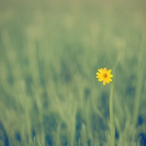 single long stem wildflower in a field, polaroid, tender, vintage, award winning landscape photography, nature photography, r/mostbeautiful