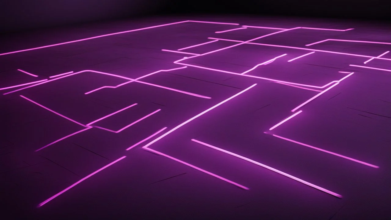 Hyper Realistic purple & maroon neon floor in a dark room