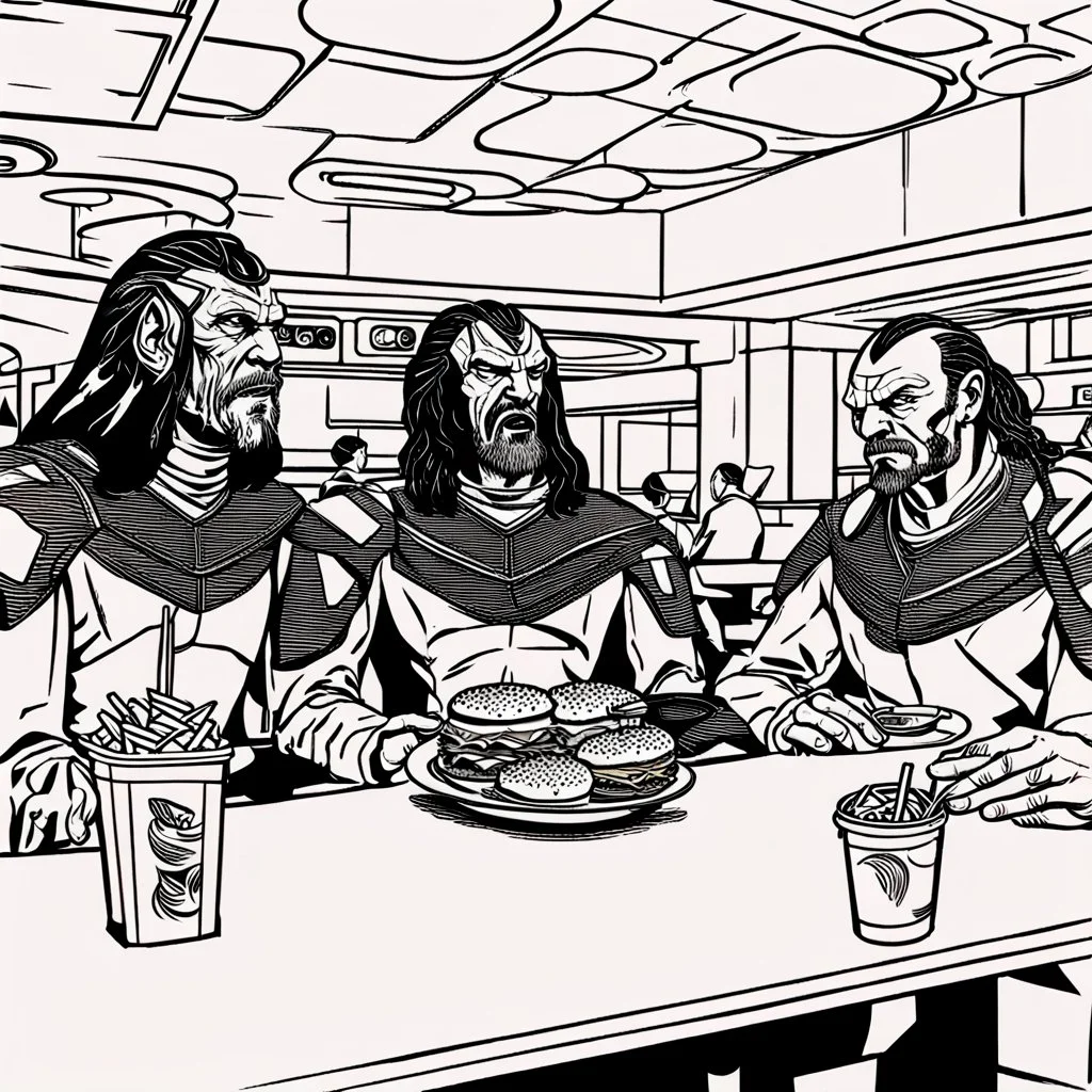 Klingon customers at a fast food restaurant.