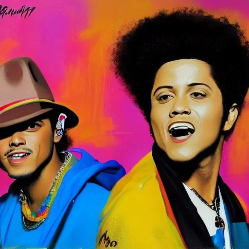 Painting of Bruno mars and Anderson paak