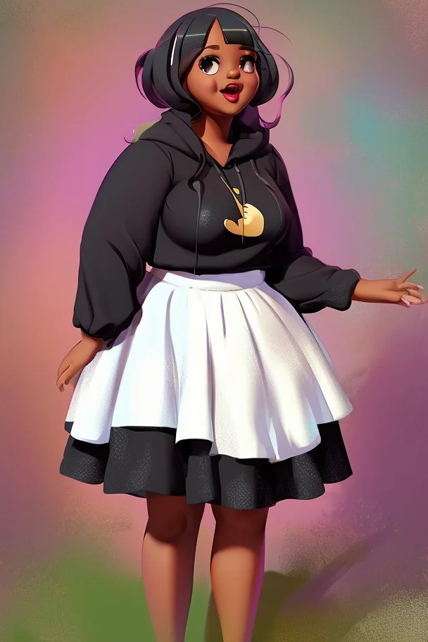 black cute chubby teen girl art fullbody