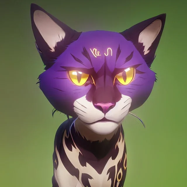 An electric type, Cheetah inspired cat-like pokemon. Lightning bolt shaped whiskers. Yellow and white fur coverd with blotchy black spots. purple eyes