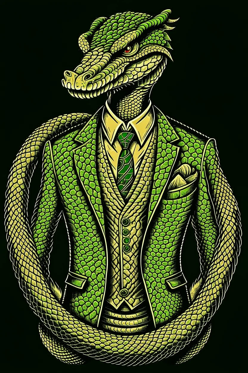 Mythical serpent dressed in a suit