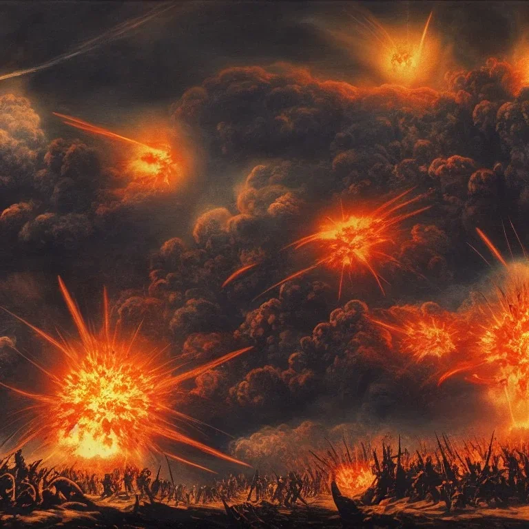 atomic explosion, huge battle scene