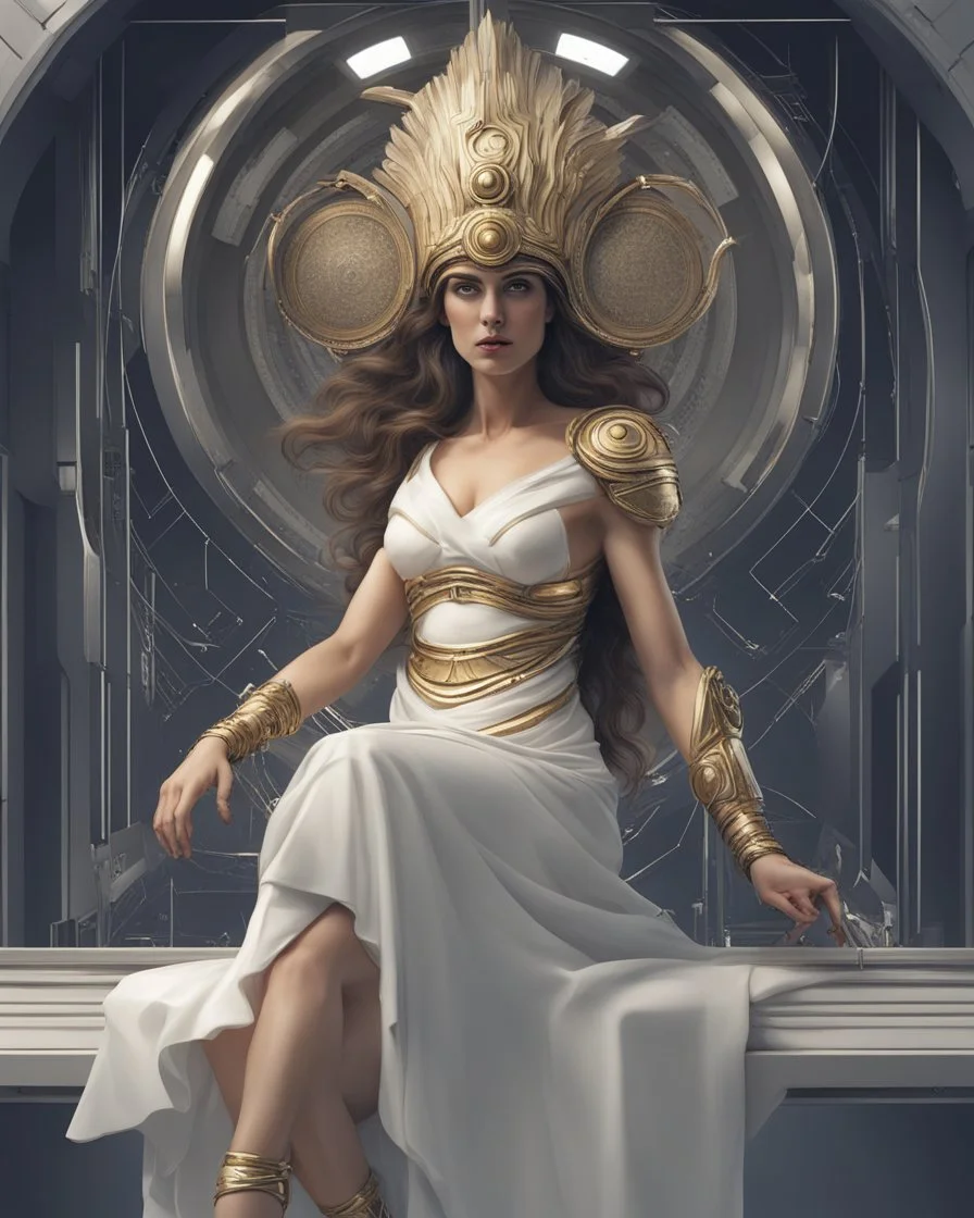 Greek goddess Athena in futuristic dress