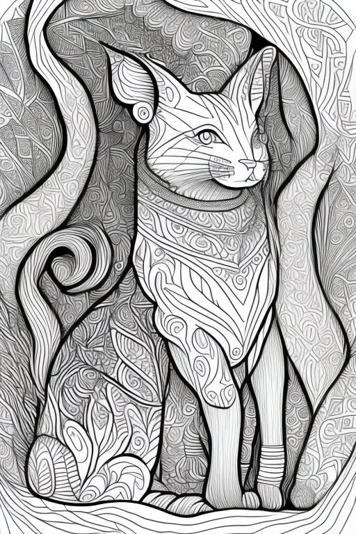 coloring book page of a magical animall, monochrome, blacn and white, sharp, sketch drawing