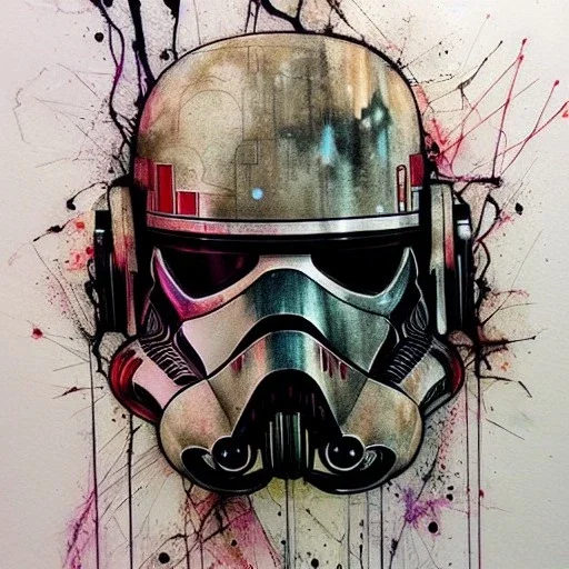 photorealistic star wars helmet with weathered painting , illustration on coarse canvas by <agnes cecile> and <Yoji Shinkawa>, ornate and intricate details , soft smooth lighting, concept art,