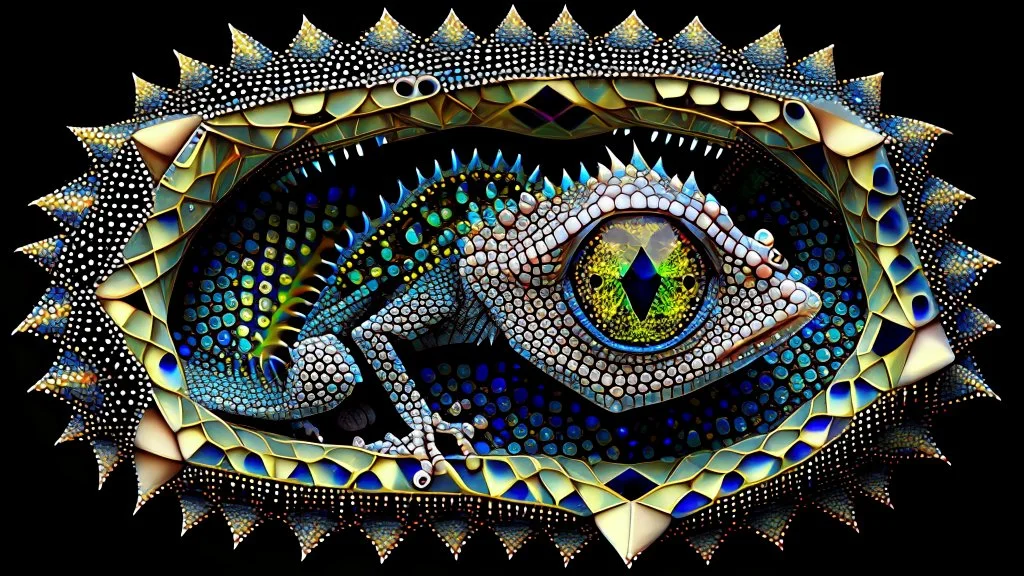 impossible octaedric jeweled paradox geometry gecko with many eyes