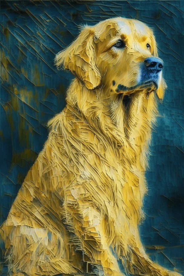 golden retriever in the style of frank auerbach