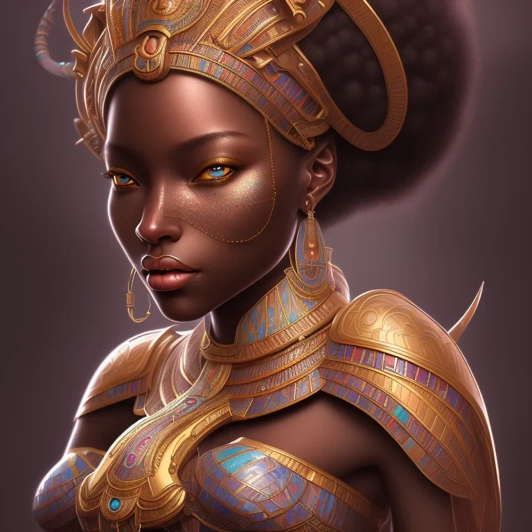 sango fantasy, fantasy magic, intricate, sharp focus, illustration, highly detailed, digital painting, concept art, matte, masterpiece head sexy African beauty black afro hair earth lady bronze African huts Egyptian princess