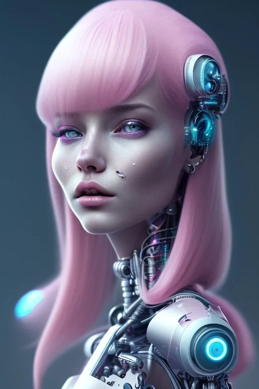 cyborg, pink hair,seven , perfekt, real, dream