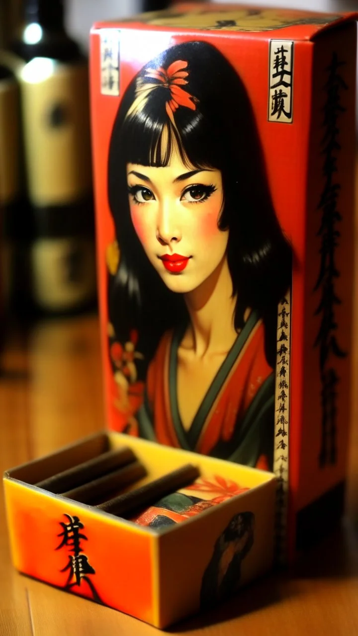 Betty Page art from japanese style 1900 movie. Match box