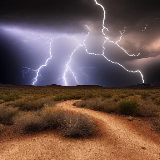 desert, storming, lightning, rainy, mountains, black and white, dirt road, landscape