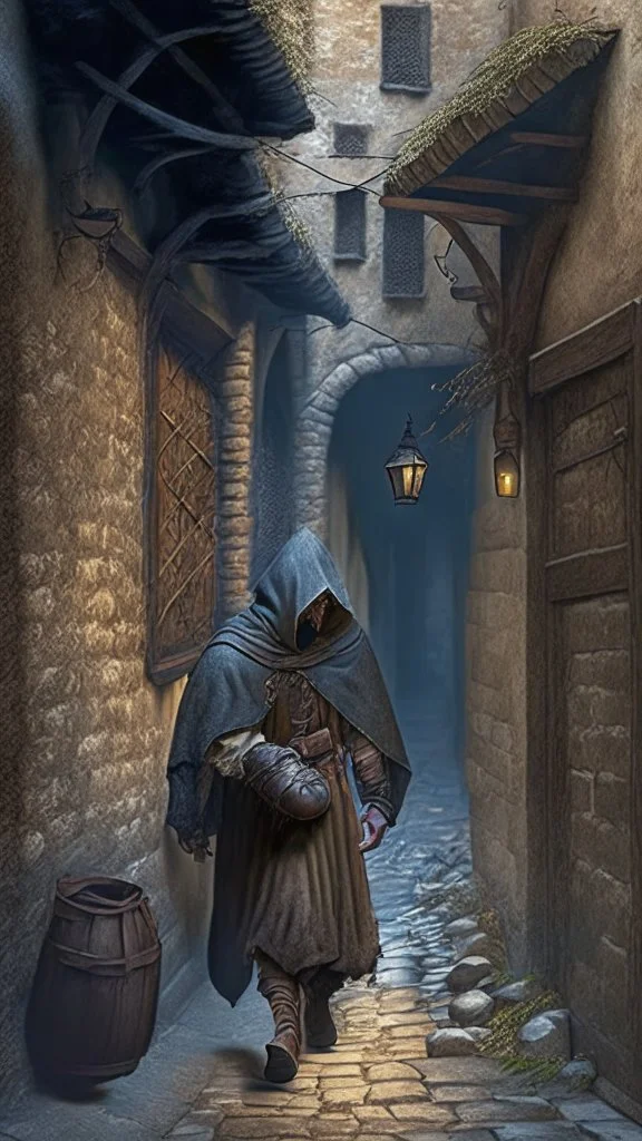 thief in a medieval alley