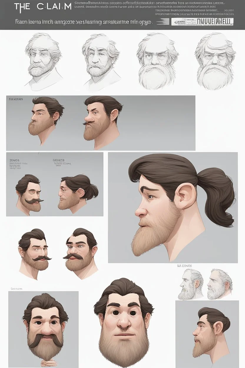 The claim emphasizes the importance of maintaining consistent character design across angles and expressions. Key features, such as a round face with a strong jawline, medium beard, chubby cheeks, large eyes, and a wide nose, must remain constant. The distances between the eyes, nose, and mouth should be consistent, with slight adjustments for side views. Unique traits like side-styled hair, small eyes, and thick eyebrows must be uniform. Expressions should align with fixed mouth and eye shapes,