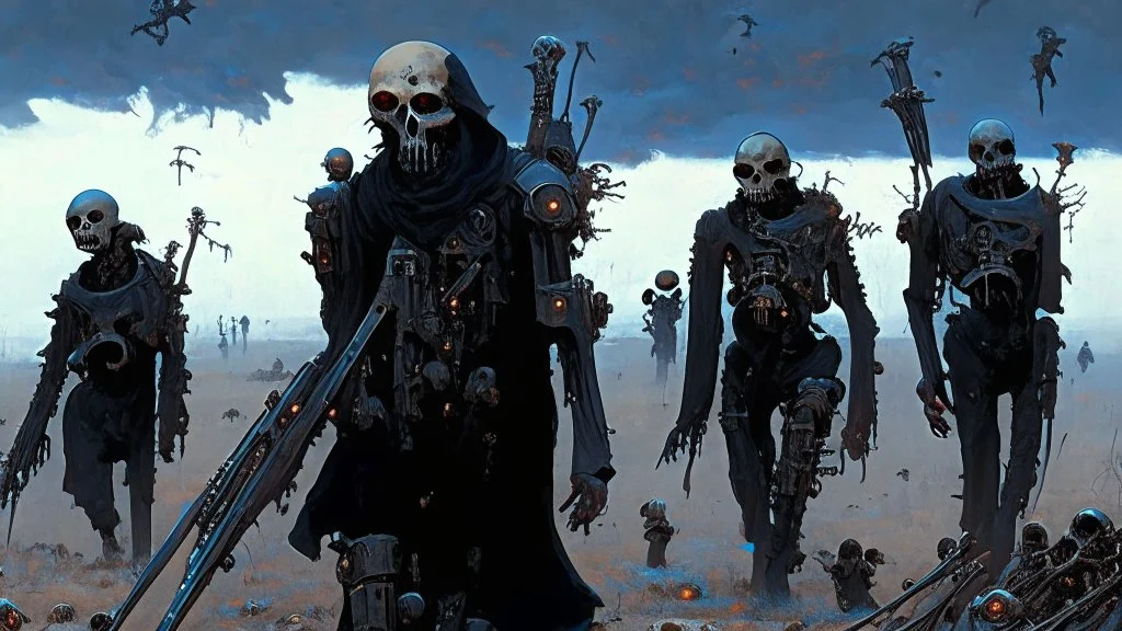 {{{Bio-engineered undead cyborg army marching}}} machine soldiers, future military, tactical wear, gas creepy landscape, techno gothic visual composition, science fiction painting, Denis Sarazhin, Alex Colville, Simon Stålenhag, Neil Blomkamp, Frank bowling, Christopher Shy, Alejandro Burdisio, RAW, gritty, high contrast, atmospheric horror art, gripping and suspenseful, vivid, neon overlay, narrative art, textured, dramatic, surreal horror, gestural, disco diffusion