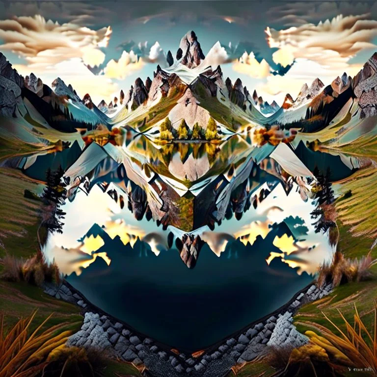 a beautiful landscape in symmetry