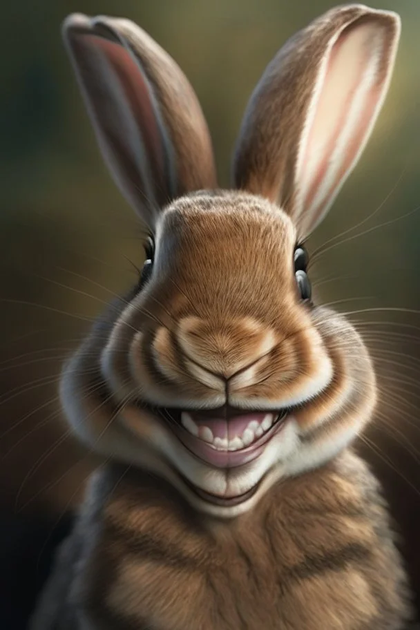 photorealistic bunny smile