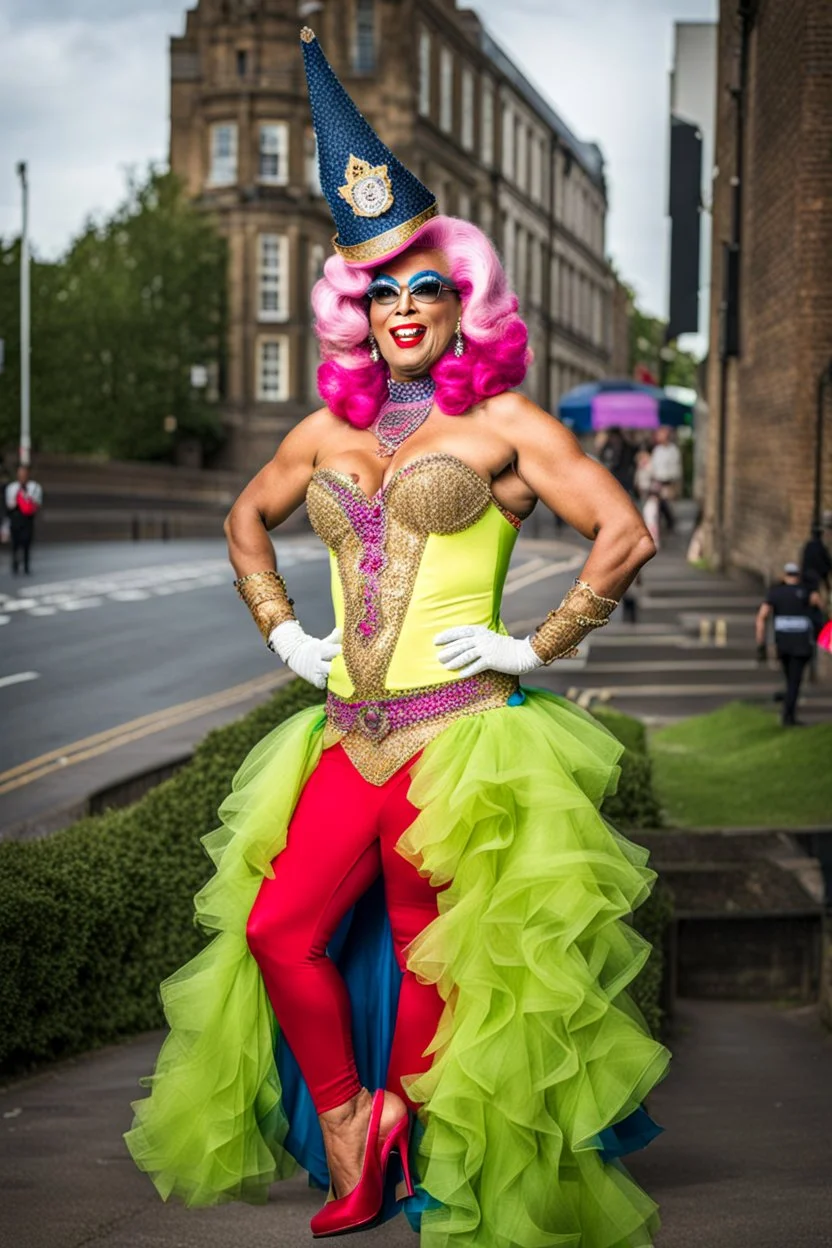 policeman dressed as a drag queen