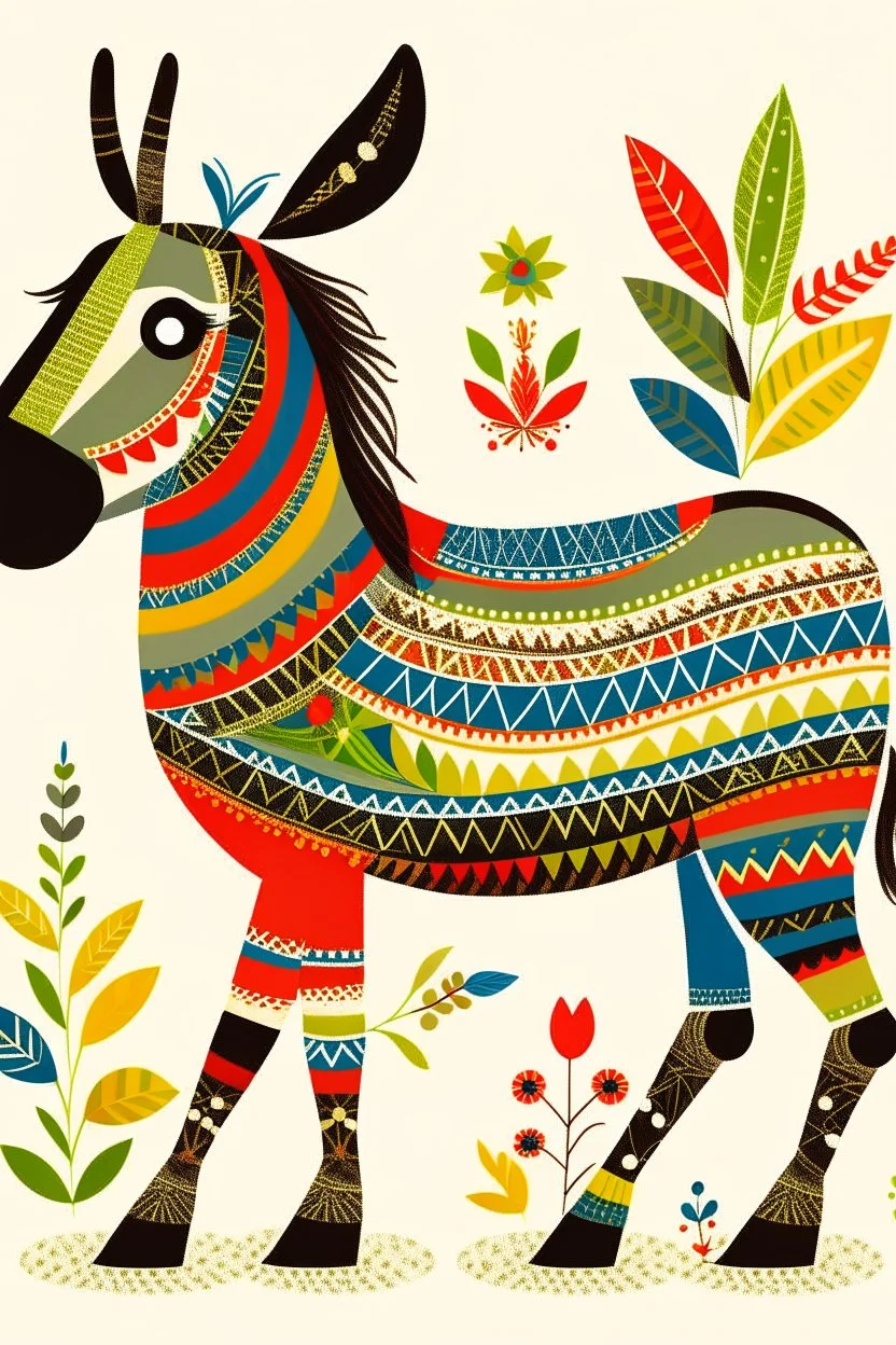 German Folk Art Donkey illustration