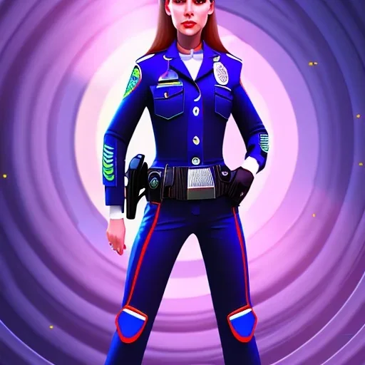 lady cop top in spaceship