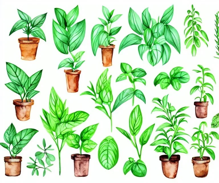 Vector plants and herb set illustration. Watercolor illustration color