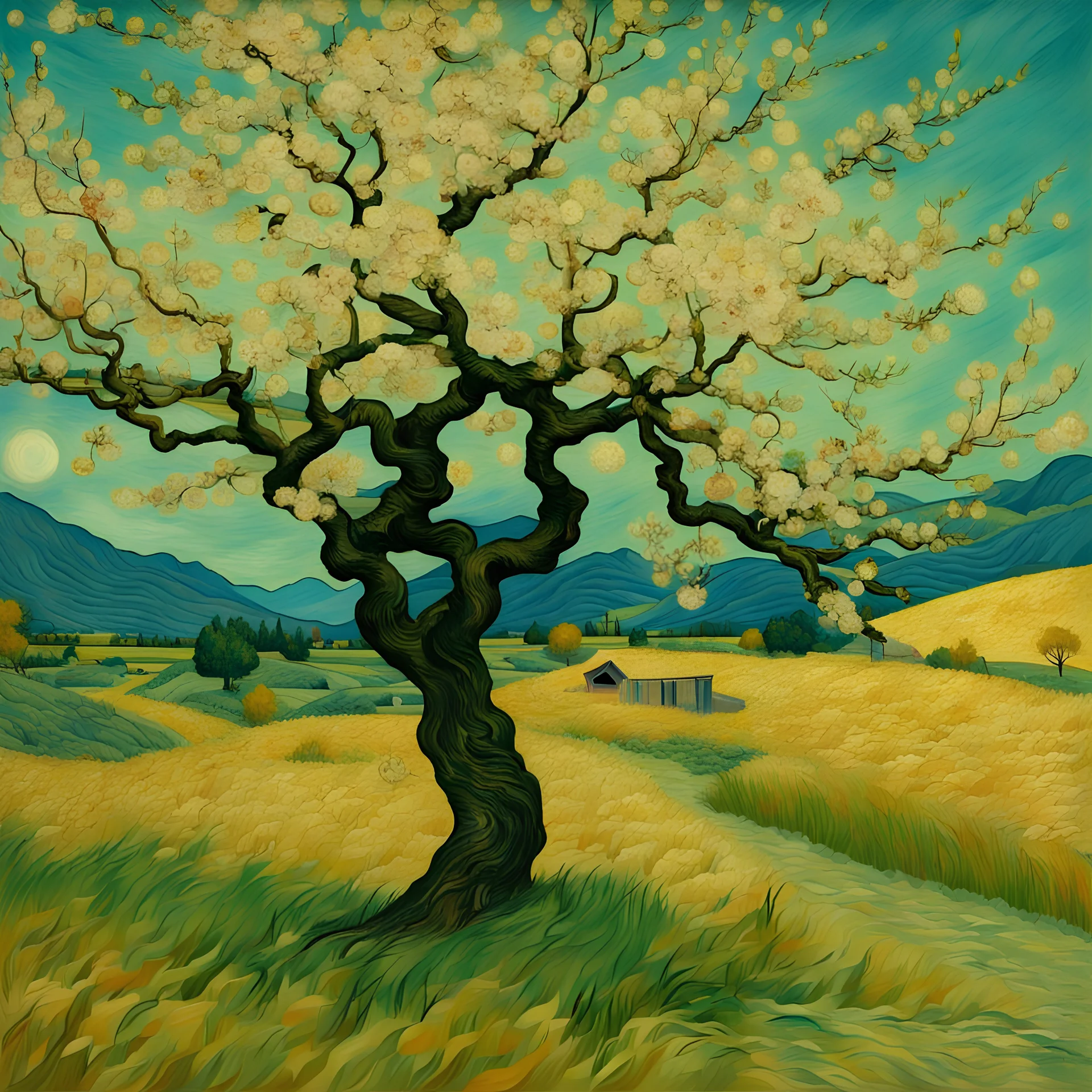 ALBERO DI CILIEGIO GIAPPNESE STILE VAN GOGH