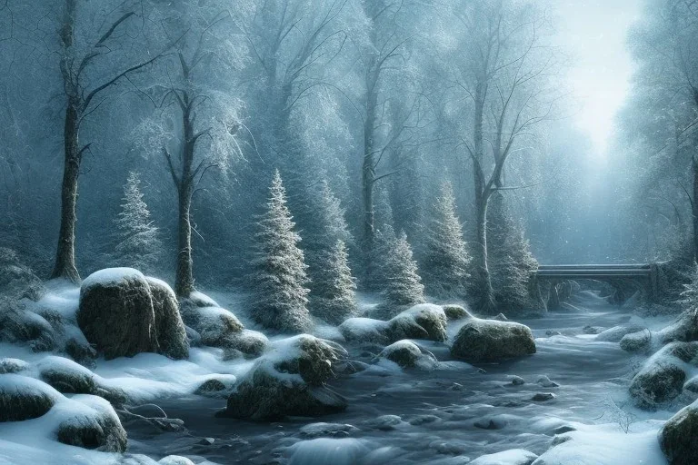 RIVER ROCK FOREST WINTER