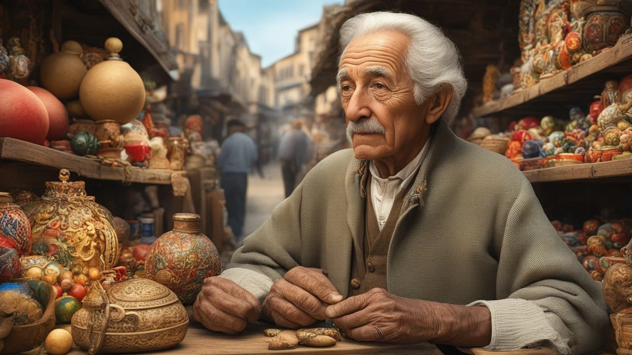 elderly male market trader selling all kinds of old traditional children's toys, showing his head and upper body, perfect eyes, perfect anatomy, exquisite composition, beautiful detailed intricate detailed octane render, 8k artistic photography, photorealistic, soft natural volumetric cinematic perfect light, chiaroscuro, award-winning photograph, masterpiece, raphael, caravaggio, bouguereau