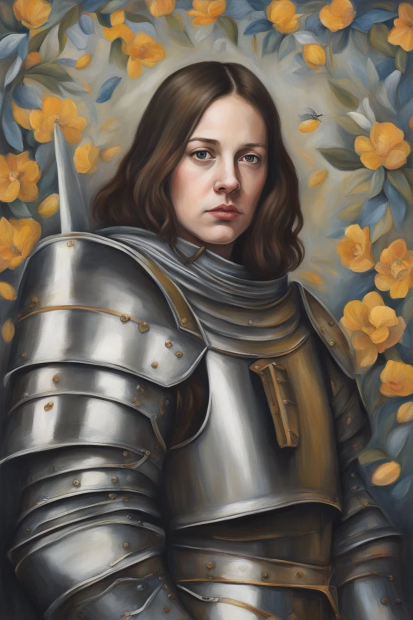 Portrait Art **Featured Art:** Narrative Portrait Series: Create a series of narrative portraits depicting different moments in Joan of Arc's life. Each portrait could be accompanied by a brief narrative that explores the themes of courage, conviction, and sacrifice. The series would invite viewers to reflect on their own values and beliefs, encouraging them to stand up for what they believe in. **Appearance:** portrait of Joan of Arc (a French women patron saint of France, honored as a defender