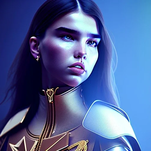 Mystery dua lipa, knight costume, Ambiance dramatique, dramatic lighting, volumetric lighting, concert background, hyperrealisme, 8k, high quality, lot of details, fit within portrait