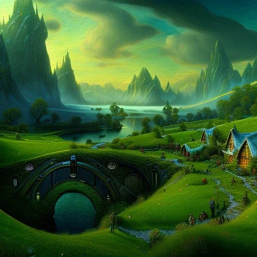 Epic Drawing of scenery of The Hobbit estilo Van Gogh 4k