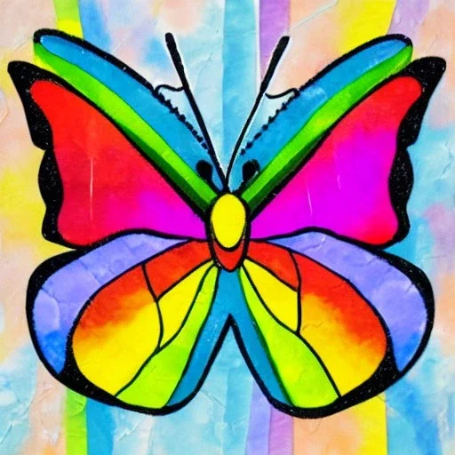 rainbow cartoon butterfly 700 x 700